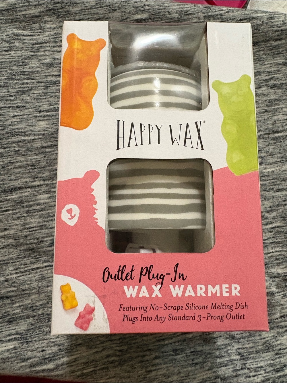 Gray Striped Outlet Plug-In Wax Warmer with Autumn breeze wax melts